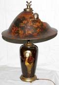 031378 ENAMEL  GILT METAL VASE MOUNTED AS LAMP