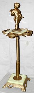 031355 GILT METAL  GLASS FIGURAL SMOKING STAND