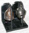 021295 BRONZE BUDDHIST TEMPLE BELLS AS BOOKENDS H8