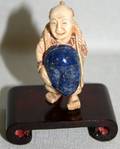 020245 JAPANESE IVORY NETSUKE MAN WLAPIS MASK