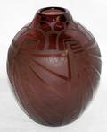 012218 SCHNEIDER BURGUNDY CAMEO GLASS ART DECO VASE