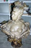 012213 GOLDSCHEIDER TERRACOTTA BUST LADY W CUPID