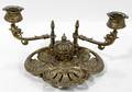 011342 BRASS INKSTAND W CANDELABRUM C1890 H6