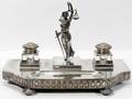 011327 REGINA SILVERPLATE SCALES OF JUSTICE INKSTAND