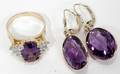 122249 SUITE OF AMETHYST EARRINGS  RING