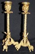 122238 CONTINENTAL BRONZE CANDLESTICKS C1900 H9