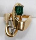 121401 14K YELLOW GOLD EMERALD  DIAMOND RING