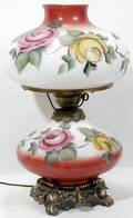 120267 VICTORIAN HAND PAINTED GONEWITHTHEWIND LAMP