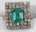 112205 GOLD  EMERALD RING W DIAMOND ENHANCEMENTS
