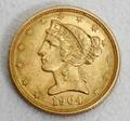 111319 US LIBERTY HEADEAGLE 5 GOLD COIN 1904P