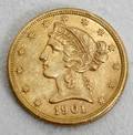 111317 US LIBERTY HEADEAGLE 5 GOLD COIN 1901S
