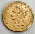 111314 US LIBERTY HEADEAGLE 5 GOLD COIN 1882P