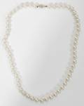 110270 SILVER LUSTRE PEARL NECKLACE W14K GOLD CLASP