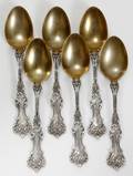 110244 STERLING DEMITASSE SPOONS W GOLD VERMEIL