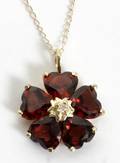 110266 14K GOLD GARNET  DIAMOND NECKLACE PENDANT