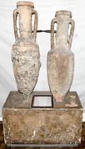 041367 ANCIENT TERRACOTTA WINE JARS TWO H35  39