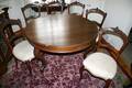040314 FRENCH STYLE DINING TABLE  WALNUT CHAIRS