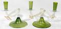 032297 VENETIAN LIME GREEN GLASS CANDELABRA AS IS