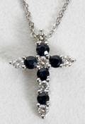 032281 5CT SAPPHIRE  5CT DIAMOND CROSS L34