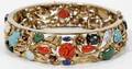 032273 14K YELLOW GOLD  MULTISTONE HINGED BRACELET