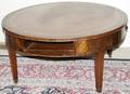 030274 MAHOGANY TOOLED LEATHER TOP COFFEE TABLE