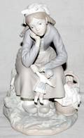 022283 LLADRO BISQUE FIGURE SEATED GIRL W DOLL