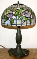 022244 FLORAL LEADED GLASS  IRON TABLE LAMP