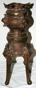 021333 CHINESE BRONZE INCENSE BURNER H155 DIA75
