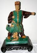 021334 CHINESE GLAZED CERAMIC FIGURAL TILE WARRIOR