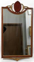 020276 BEADED DESIGN MAHOGANY MIRROR H41 W22