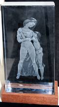020295 R STRAND ETCHED GLASS BLOCK SCULPTURE
