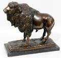 012260 BRONZE STANDING BUFFALO ON A MARBLE BASE