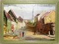 010284 OIL ON CANVAS H23xW31 STREET SCENE
