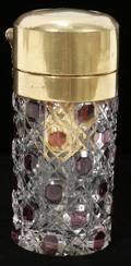122271 MARNY CUT CRYSTAL RUBY OVERLAY COLOGNE BOTTLE