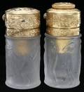 122269 LALIQUE FROSTED CRYSTALBRASS PERFUME BOTTLES