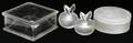 122264 LALIQUE CRYSTAL DRESSER BOXES  PERFUME BOTTLE