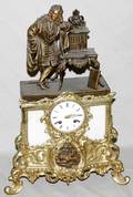 120314 FRENCH GILT METAL  BRONZE MANTEL CLOCK