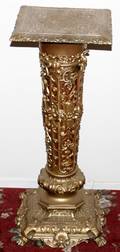 120307 CAST GILT METAL PEDESTAL H303 W10