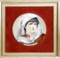 120277 HANDPAINTED PORTRAIT PLATE FRAMED C1920