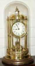 112240 GERMAN ANNIVERSARY CLOCK UNDER GLASS DOME