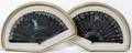 041394 FRENCH HANDPAINTED BLACK LACE FANS PAIR