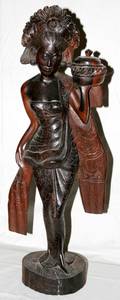031445 INDONESIAN CARVED TEAKWOOD FIGURE OF FEMALE