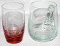 021385 MOSER ETCHED GLASS MUG  TUMBLER TWO H45