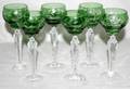 021383 MOSER CUT CRYSTAL CORDIALS WGREEN OVERLAY