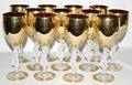 021366 GILT  FROSTED GLASS WINE GOBLETS C1930