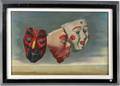 012268 ELEMER LAKATOS OIL ON CANVAS THREE MASKS