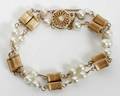 011425 14K GOLD  PEARL DOUBLE STRAND BRACELET