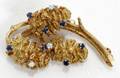 011424 14K GOLD DIAMOND  SAPPHIRE BROOCH