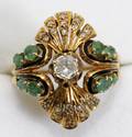 011422 14K GOLD DIAMOND  EMERALD RING C1920