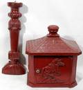 010318 CAST METAL  RED ENAMEL MAILBOX H44